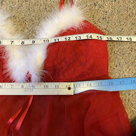 Seductive Wear Cinema Red Lace Mesh Holiday Bustier Lingerie Top Sz M Sexy Roman - Picture 2 of 9